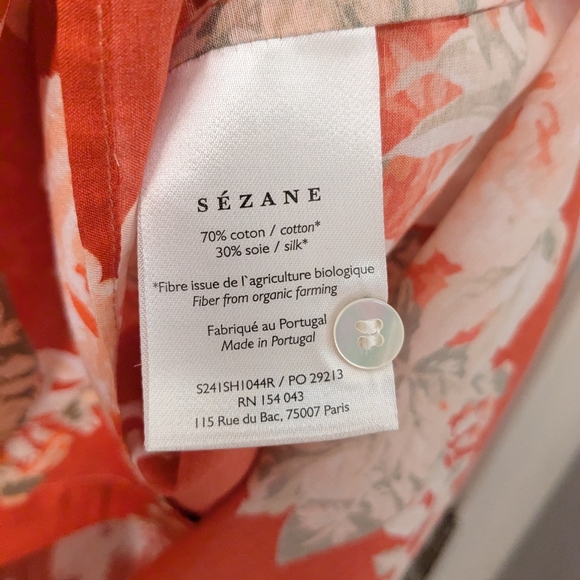 Sezane "Max" Button Down Shirt in Red Floral Size 48 - Picture 7 of 7